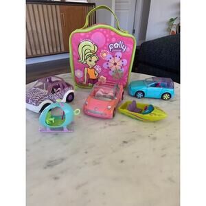 Polly Pocket Carrying Case, Cars, Helicopter, & Boat